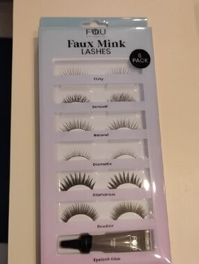 Faux Mink 6-Pack False Lashes with Glue - Black by